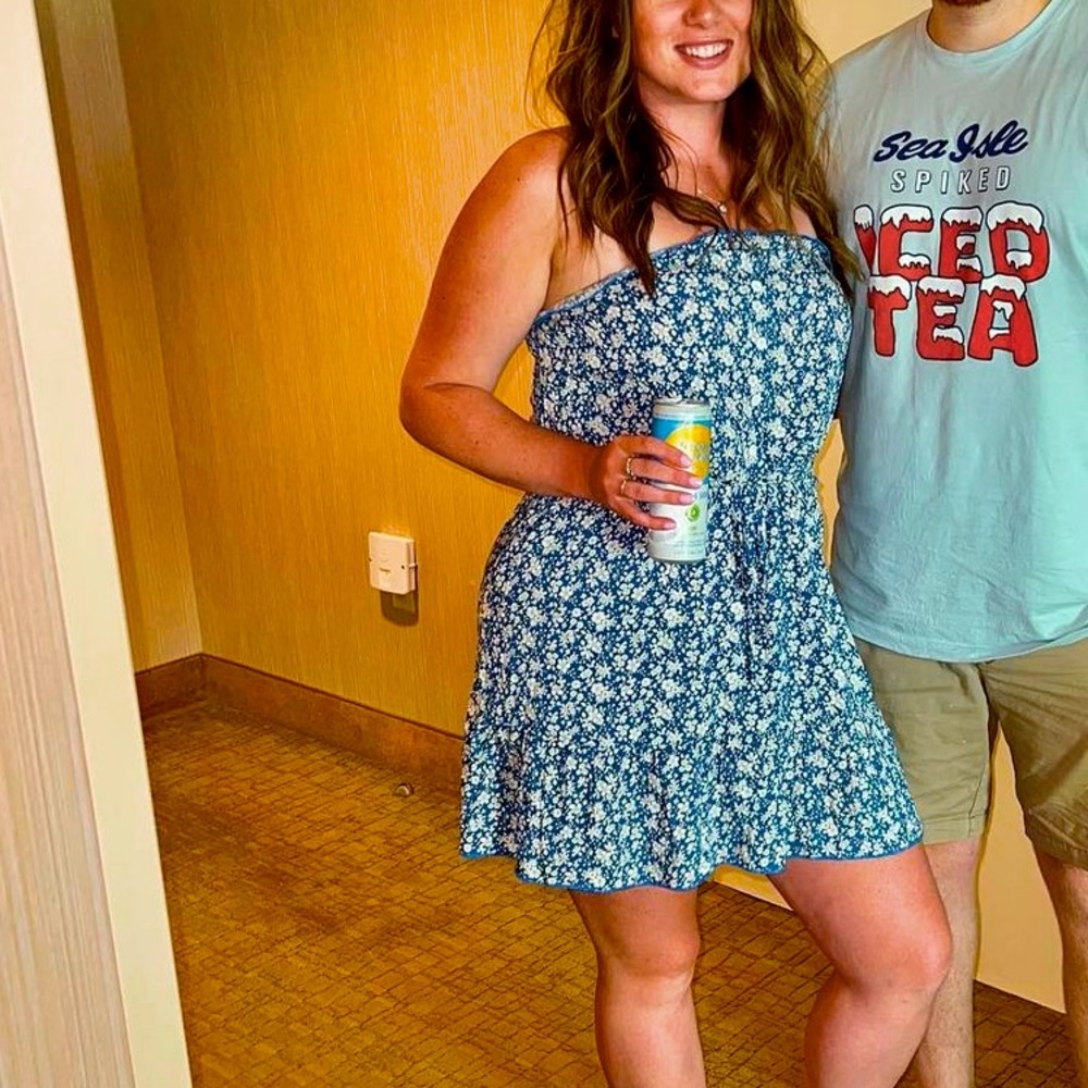 strapless floral dress